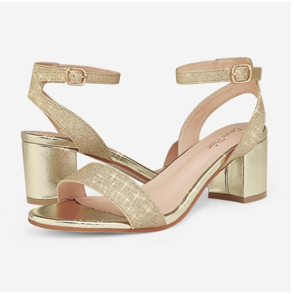 DREAM PAIRS Women's Open Toe Ankle Strap Low Block Chunky Heels Sandals Size 8M